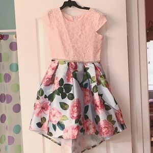 High low spring dress pink rose dress